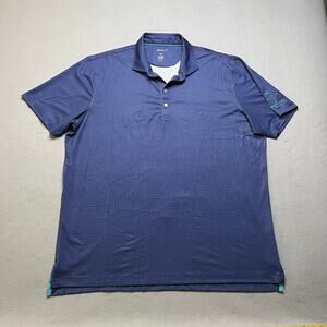 Johnnie-O Performance Polo Shirt Men’s XL Blue Geometric UPF 50 White Hawk Ranch